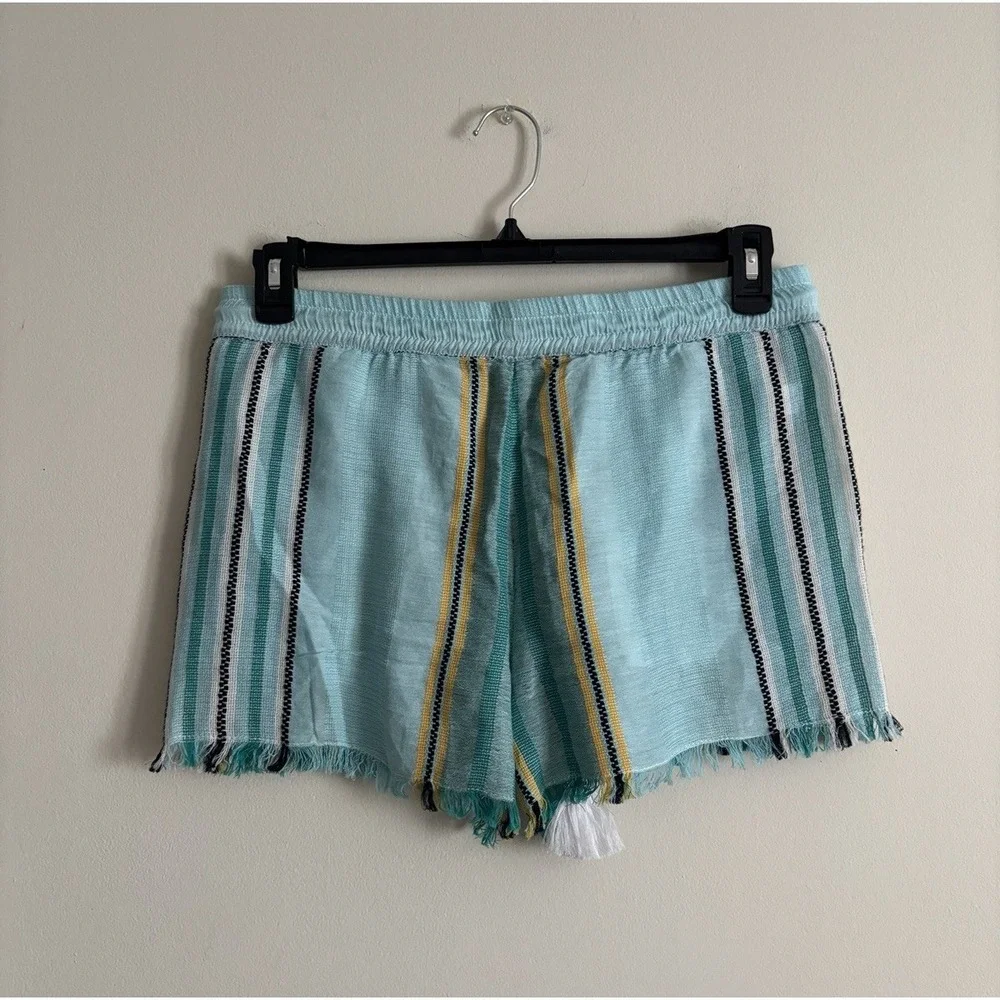 NWT NEW Loft Beach Cotton Shorts‎ Small Elastic Waist Boho Summer Casual Blue